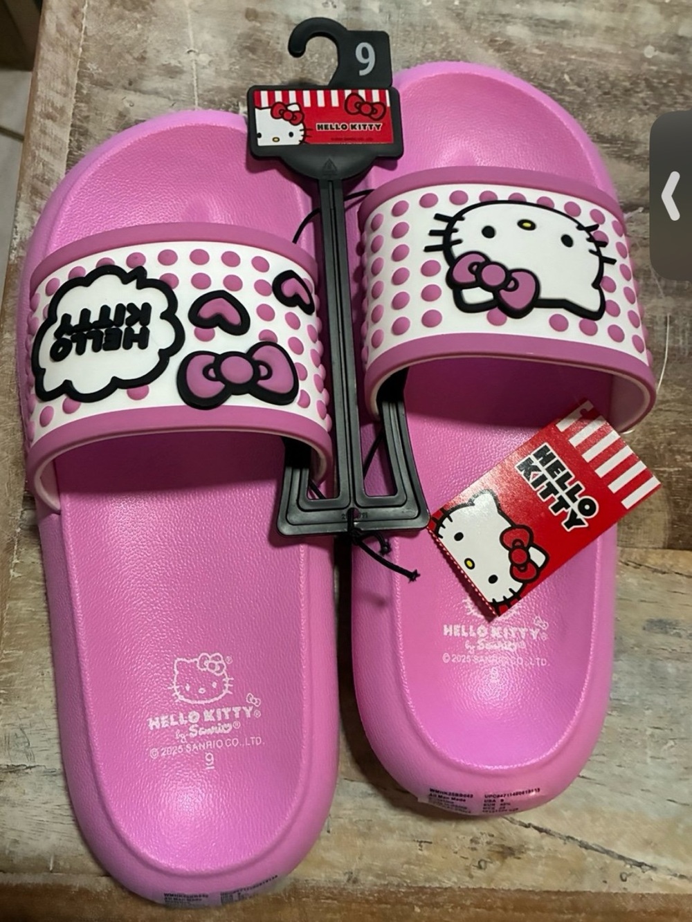 Hello Kitty Pink Slides Sandals Slippers Size 9